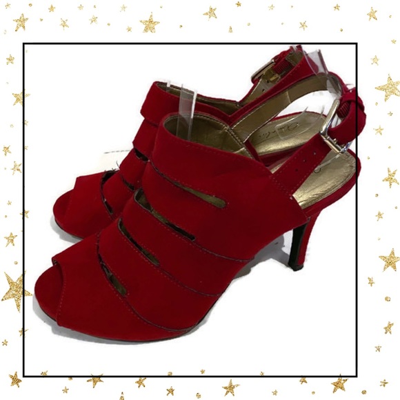 Amelia Grace Shoes Amelia Grace Red Peep Toe Buckle